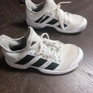 Youth Adidas Stabil Volleyball Kids White and Black Mesh Shoes- size 2.5